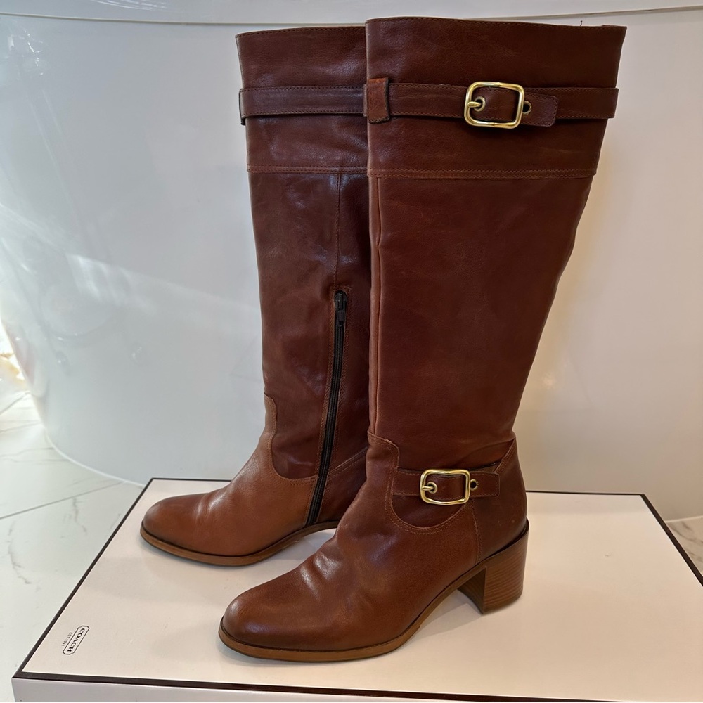 COACH SAXTON WAXY CALF BOOTS